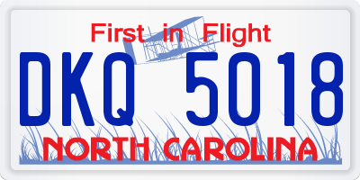 NC license plate DKQ5018