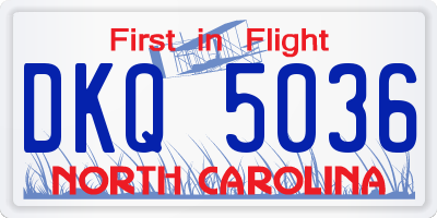 NC license plate DKQ5036