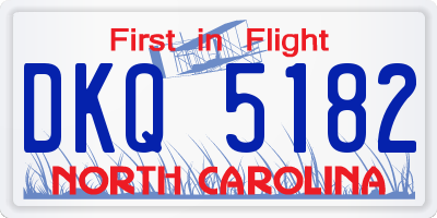 NC license plate DKQ5182