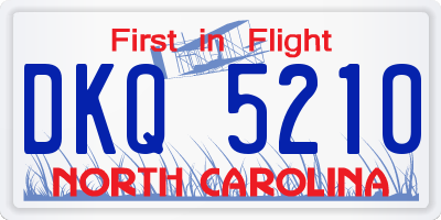 NC license plate DKQ5210