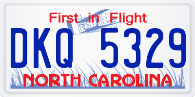 NC license plate DKQ5329