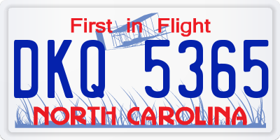 NC license plate DKQ5365