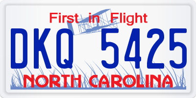 NC license plate DKQ5425