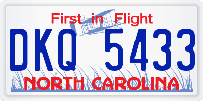 NC license plate DKQ5433