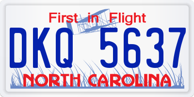 NC license plate DKQ5637