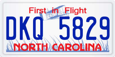 NC license plate DKQ5829