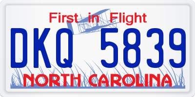 NC license plate DKQ5839