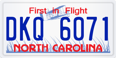NC license plate DKQ6071