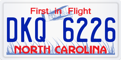 NC license plate DKQ6226
