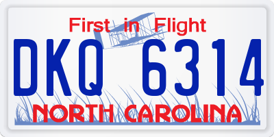 NC license plate DKQ6314