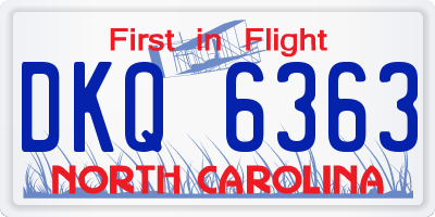 NC license plate DKQ6363