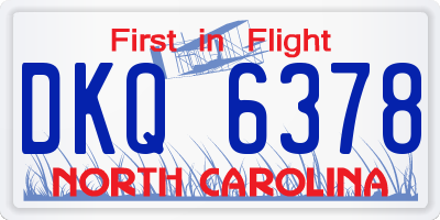 NC license plate DKQ6378