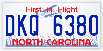 NC license plate DKQ6380