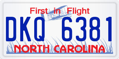 NC license plate DKQ6381