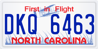 NC license plate DKQ6463