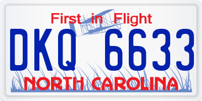 NC license plate DKQ6633