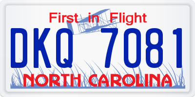 NC license plate DKQ7081