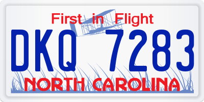 NC license plate DKQ7283