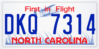 NC license plate DKQ7314