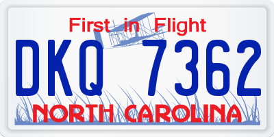 NC license plate DKQ7362