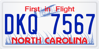 NC license plate DKQ7567