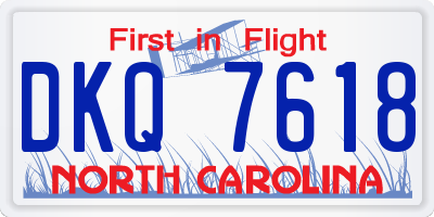 NC license plate DKQ7618
