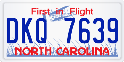 NC license plate DKQ7639