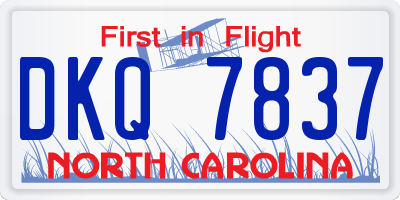NC license plate DKQ7837