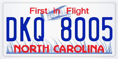 NC license plate DKQ8005