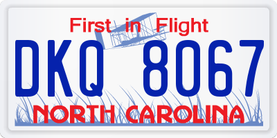 NC license plate DKQ8067
