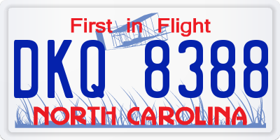 NC license plate DKQ8388