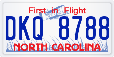 NC license plate DKQ8788