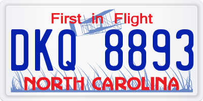 NC license plate DKQ8893