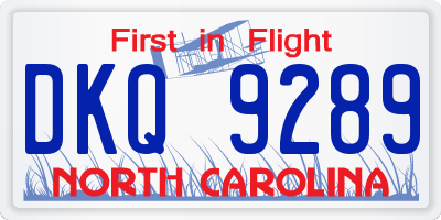 NC license plate DKQ9289