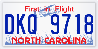 NC license plate DKQ9718