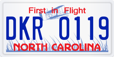 NC license plate DKR0119