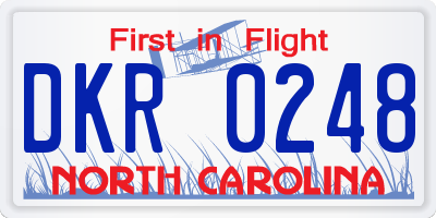 NC license plate DKR0248