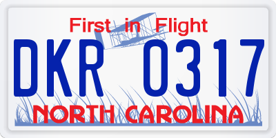 NC license plate DKR0317