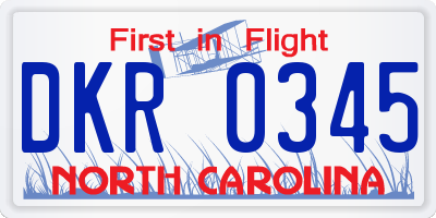NC license plate DKR0345