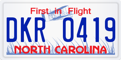 NC license plate DKR0419