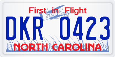 NC license plate DKR0423