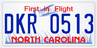 NC license plate DKR0513