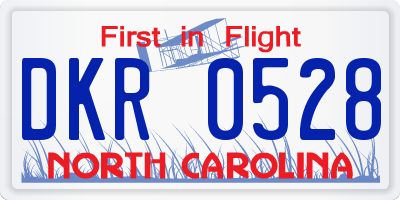 NC license plate DKR0528