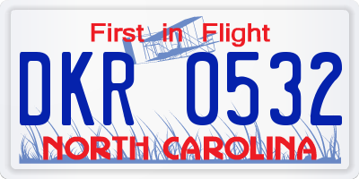NC license plate DKR0532