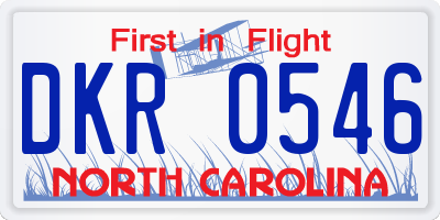 NC license plate DKR0546
