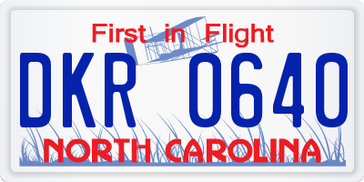 NC license plate DKR0640