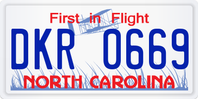 NC license plate DKR0669