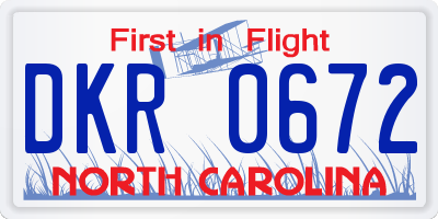 NC license plate DKR0672