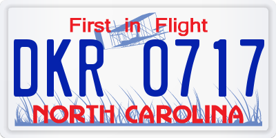 NC license plate DKR0717