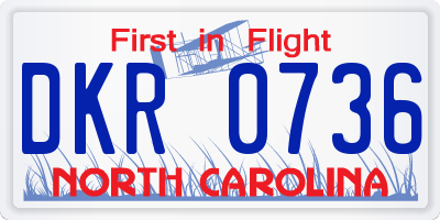 NC license plate DKR0736